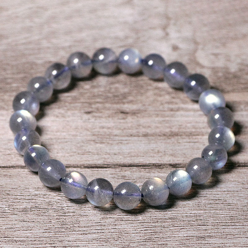 Armband Mondstein Mond – Ruhe elegantes Perlenarmband grauer Naturstein glänzend