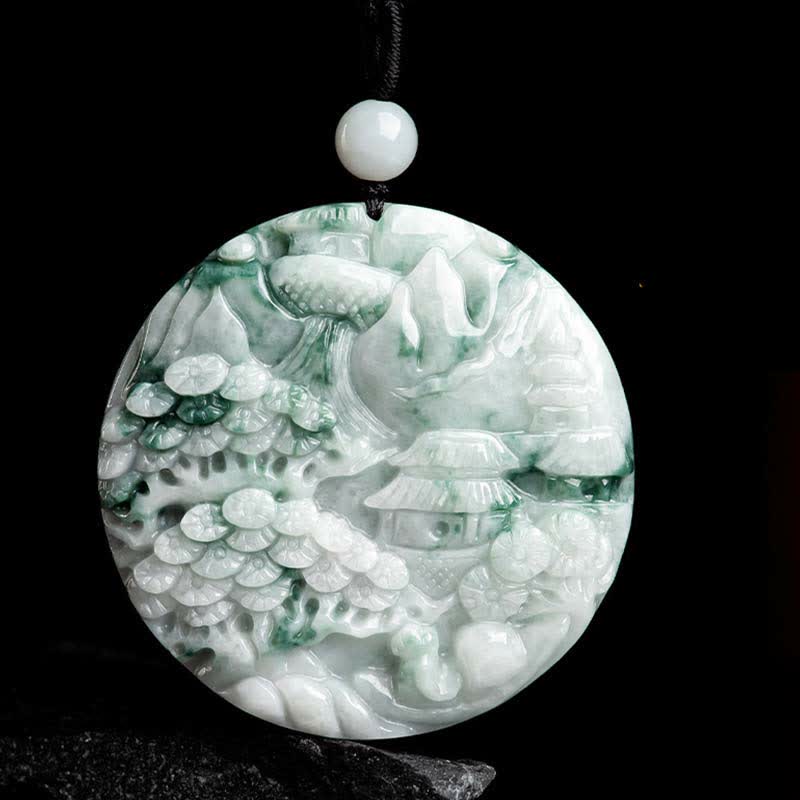 Jade Kette grün Berglandschaft Tempel Fülle