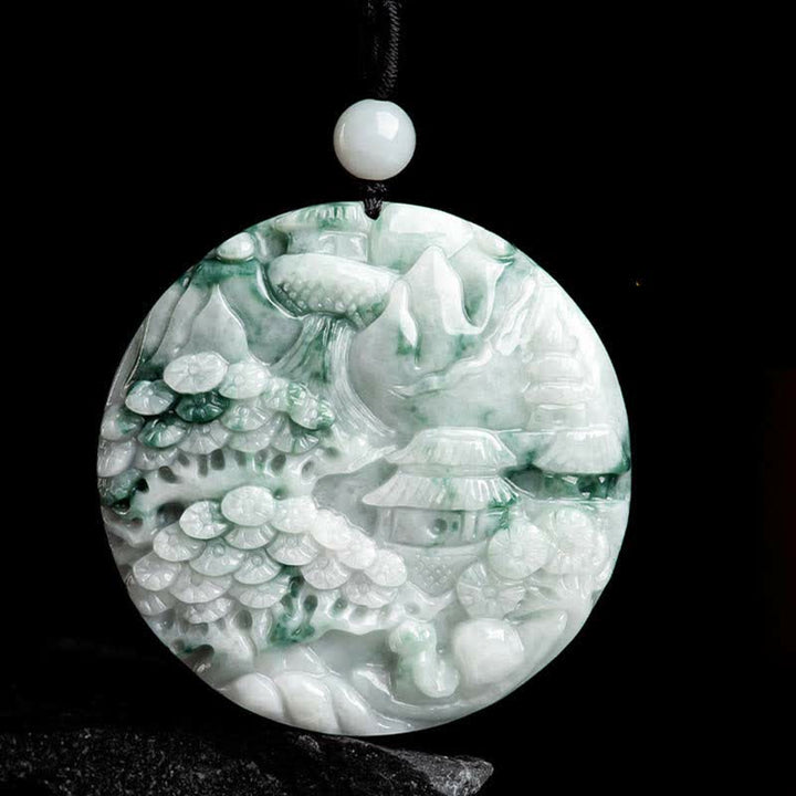 Jade Kette grün Berglandschaft Tempel Fülle