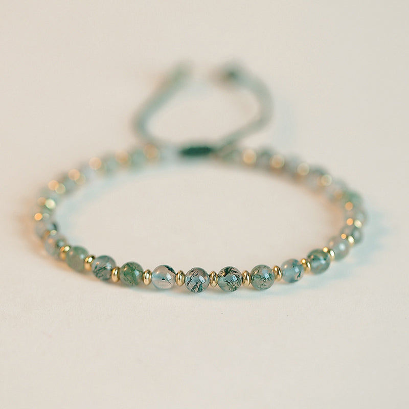 Armband Achat – Glück & Balance mit grünen Natursteinen und Metallperlen