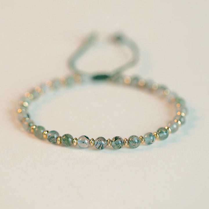 Armband Achat – Glück & Balance mit grünen Natursteinen und Metallperlen
