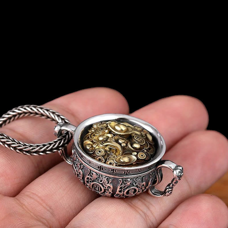 Kette Kupfer Münze Ingot Wohlstand Silber Kessel Anhänger