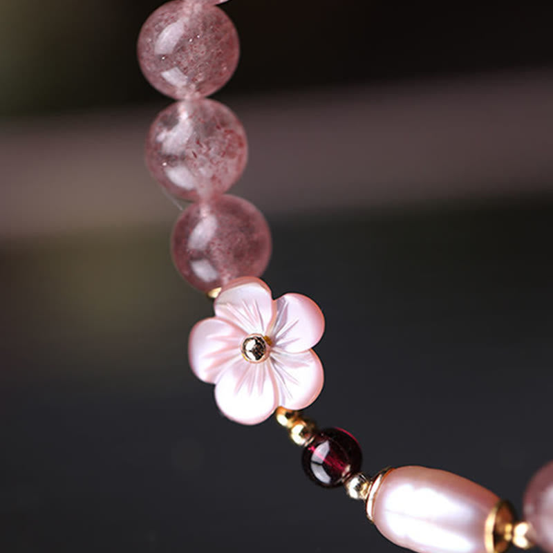 Armband Erdbeerquarz Pfirsichblüte – Liebe