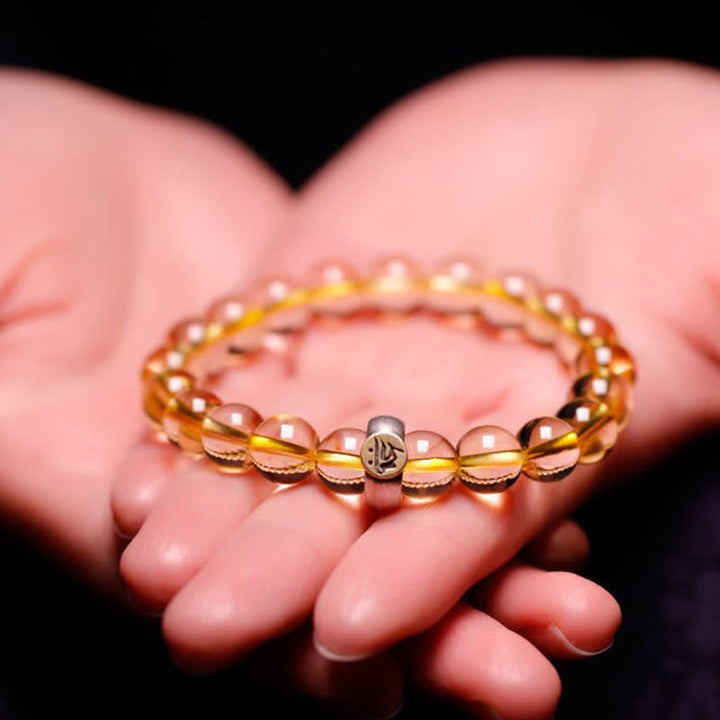 Citrin Armband mit chinesischem Tierkreis Charm eleganter Silber Verschluss