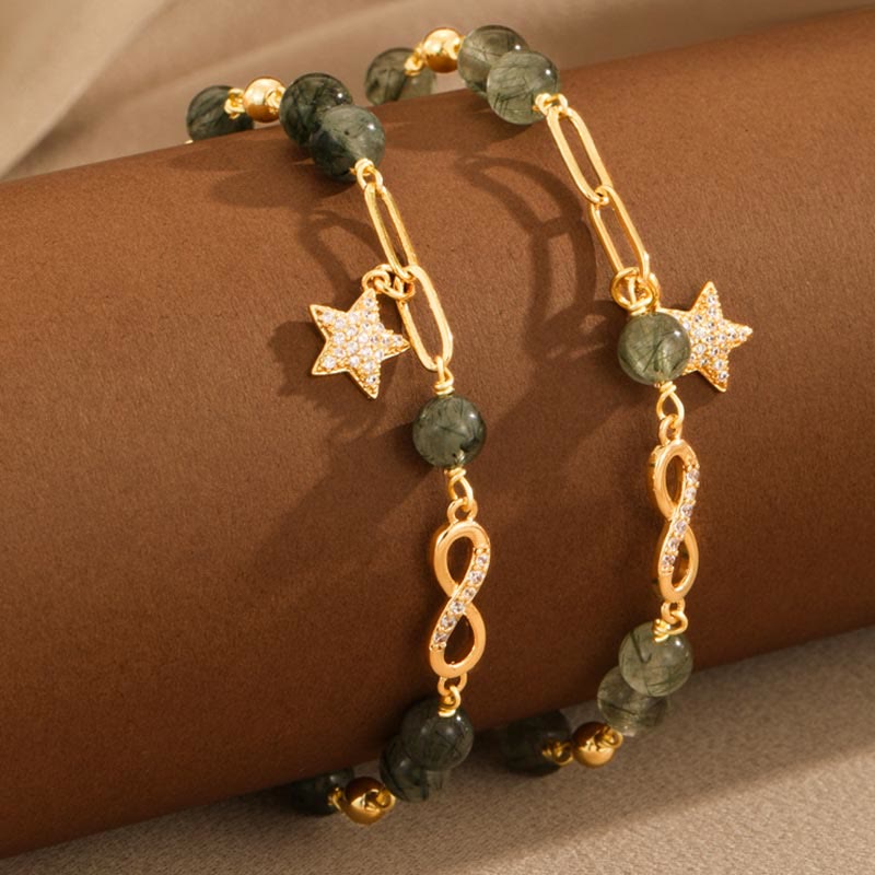 Armband Kupfer Stern Labradorit Perlen gold elegant Handgelenk