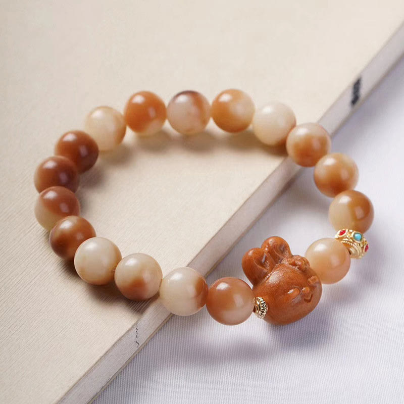 Bodhi Armband mit braunen und cremefarbenen Perlen, Liebe Frieden Energie.