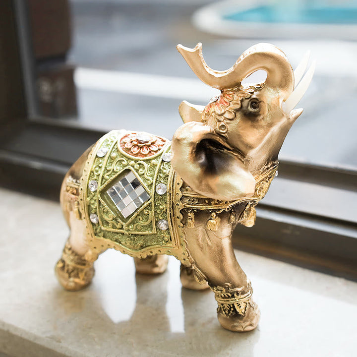 Elefant Figur gold Glücksbringer