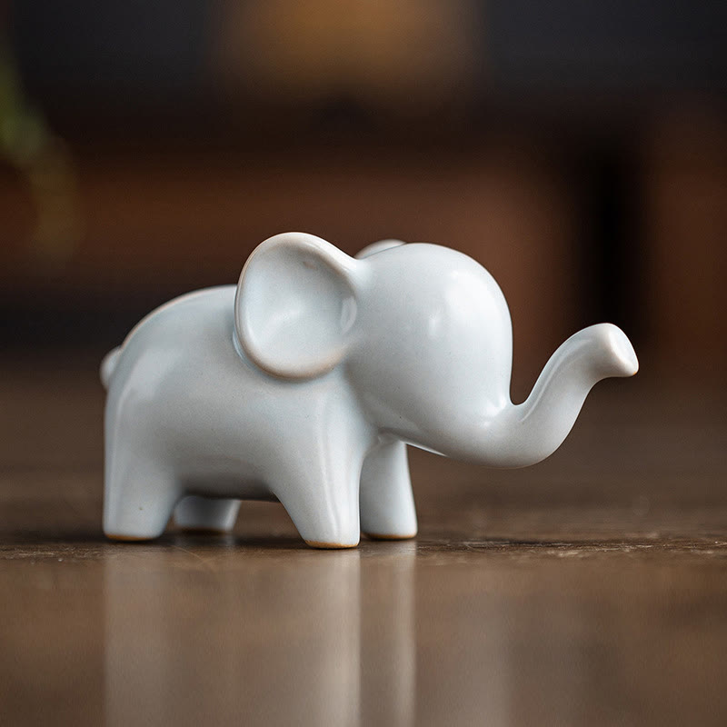 Elefant Figur Keramik Deko Glücksbringer