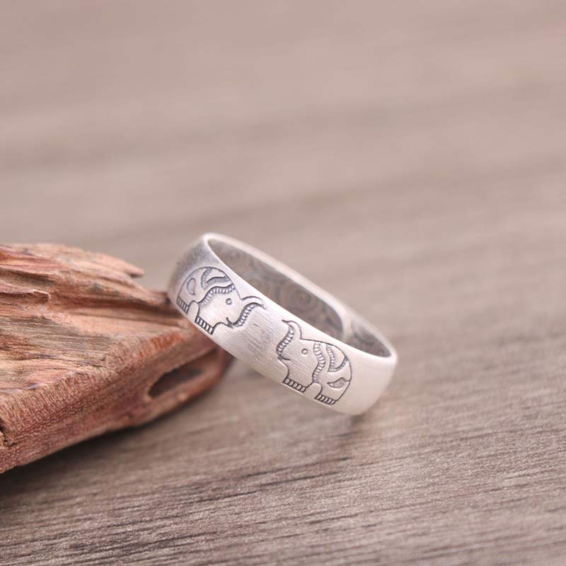 Silber Elefant Ring Lotus Segen Wahrheitsworte Glück Schutzring