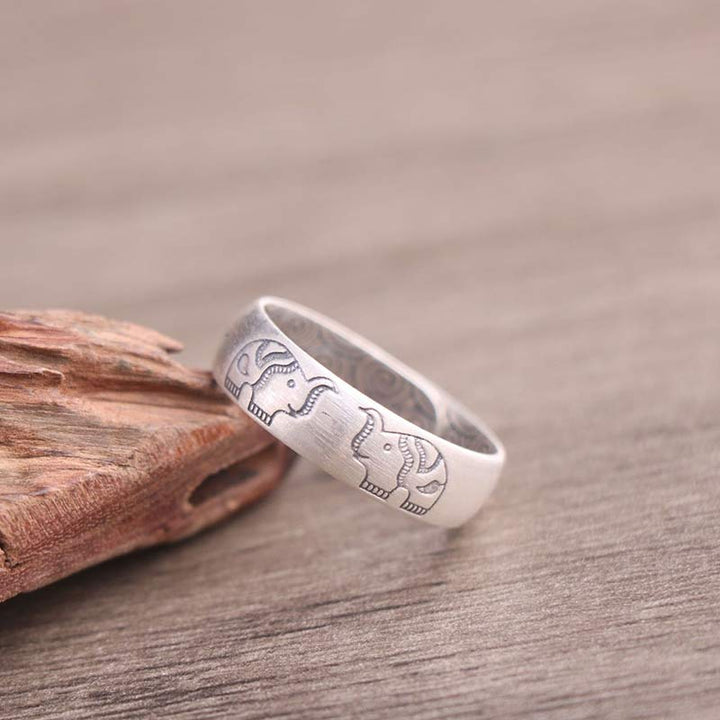 Silber Elefant Ring Lotus Segen Wahrheitsworte Glück Schutzring