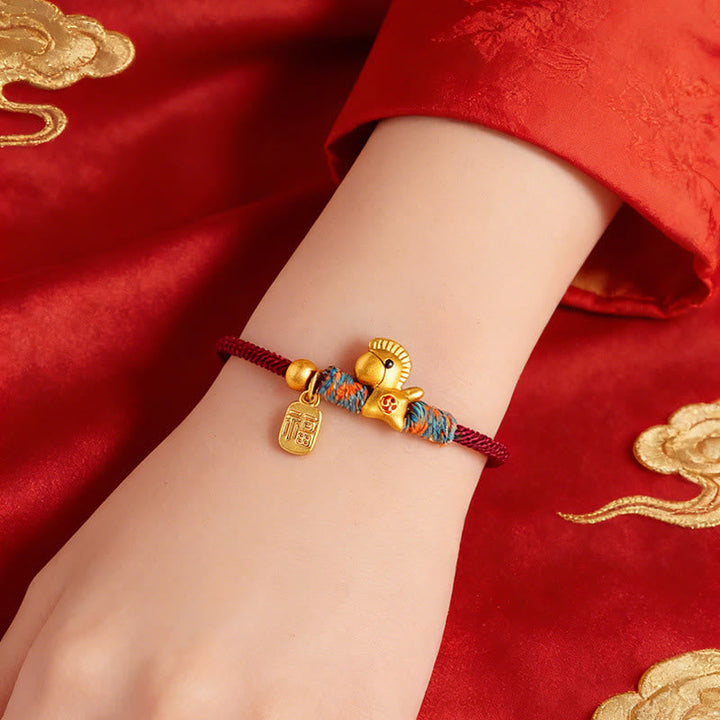 Armband 925 Silber Fu-Zeichen Energie rotes geflochtenes Glücksband Handgelenk