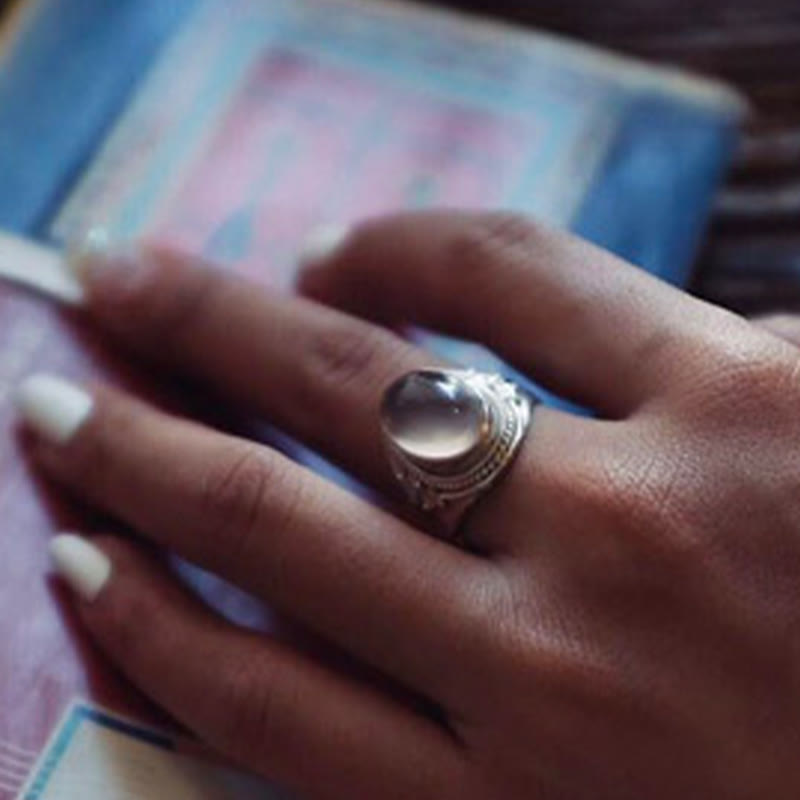 Ring 925 Silber Rosenquarz Energie getragen Finger Schmuck Glück