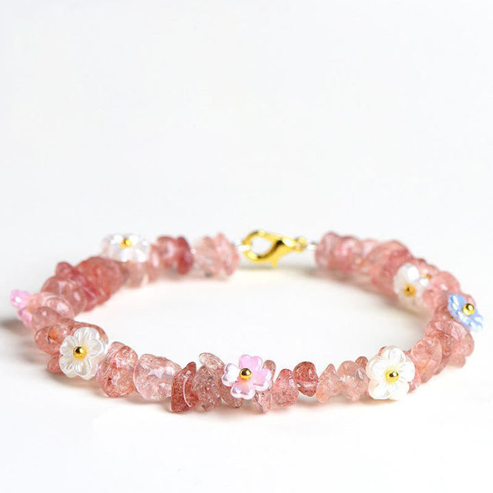 Armband Erdbeerquarz Aquamarin