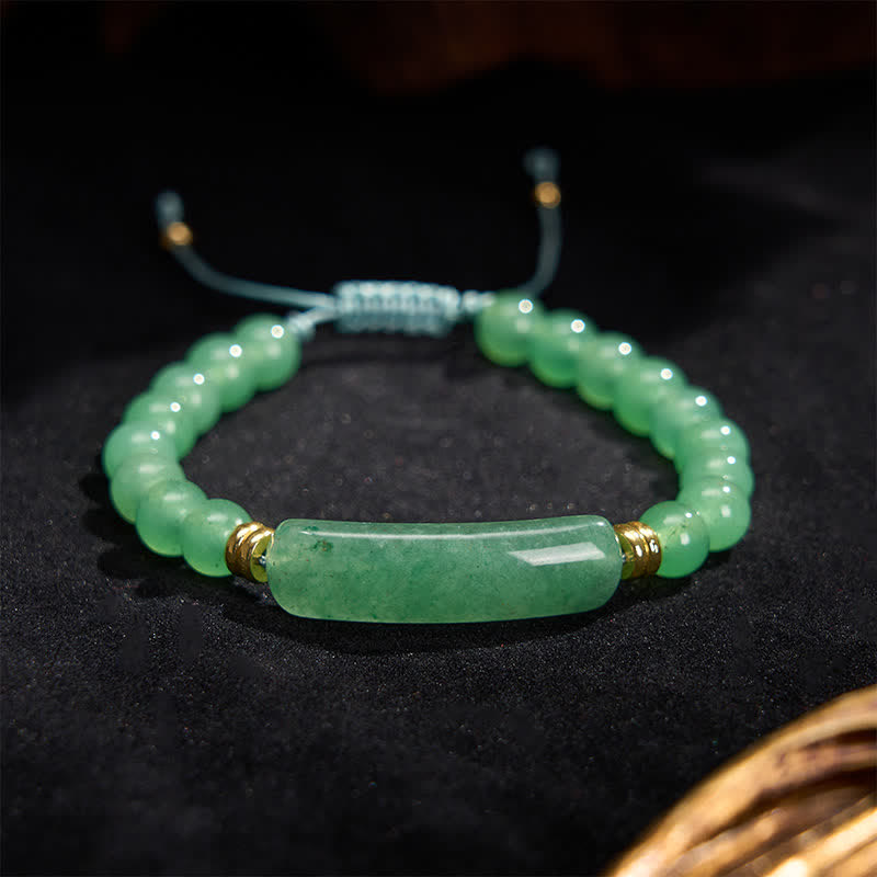Armband Erdbeerquarz Grüner Aventurin Positivität Perlen verstellbar Handgelenk Schmuck