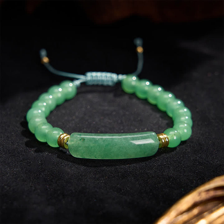 Armband Erdbeerquarz Grüner Aventurin Positivität Perlen verstellbar Handgelenk Schmuck