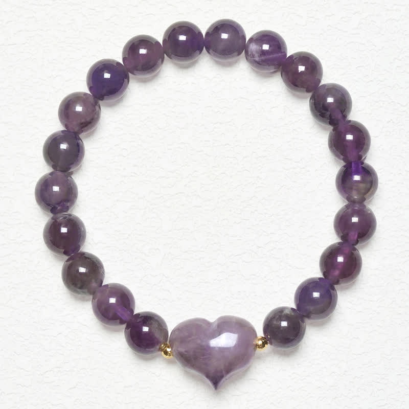 Armband Erdbeerquarz Grüner Aventurin Liebe Herz Anhänger violette Perlen Handgelenk