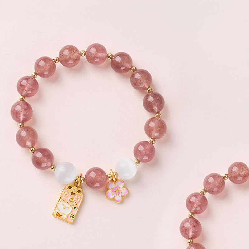 Armband Erdbeerquarz Pfirsichblüte – Glück & Heilung
