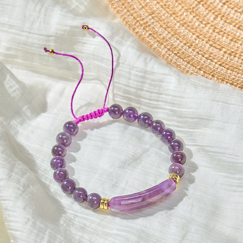 Armband Erdbeerquarz Grüner Aventurin Positivität Amethyst Perlen verstellbar Handgelenk Schmuck