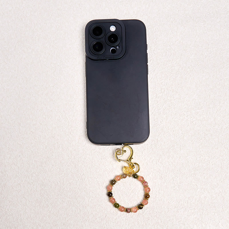 Schlüsselanhänger Erdbeerquarz Citrin Positivität Smartphone Anhänger spirituell Glücksbringer