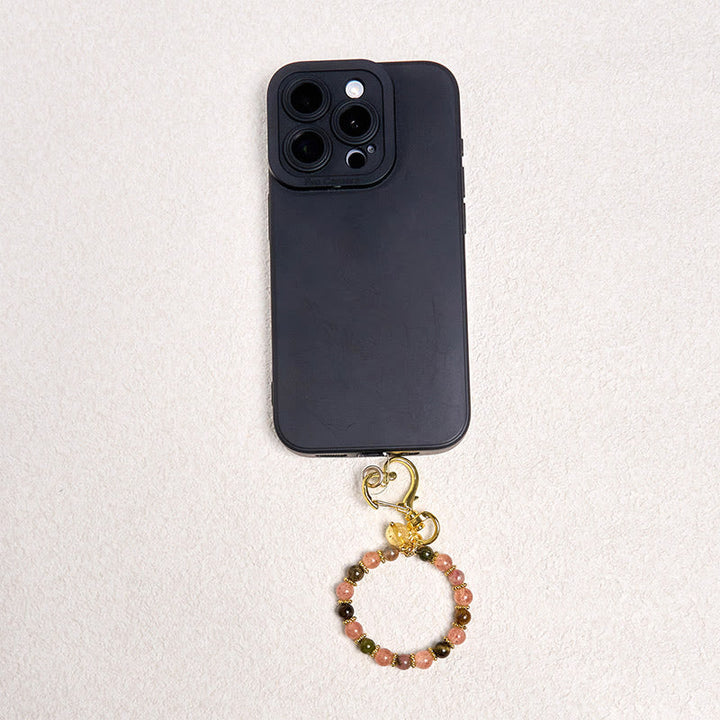 Schlüsselanhänger Erdbeerquarz Citrin Positivität Smartphone Anhänger spirituell Glücksbringer