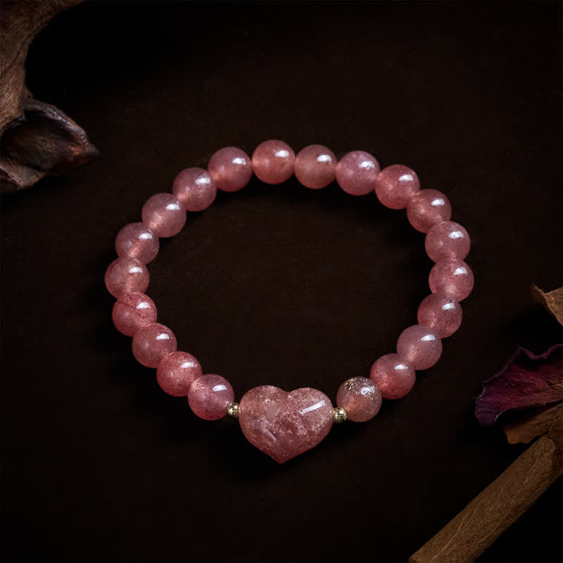 Armband Erdbeerquarz Grüner Aventurin Liebe Herz Perlen rosa Schmuck