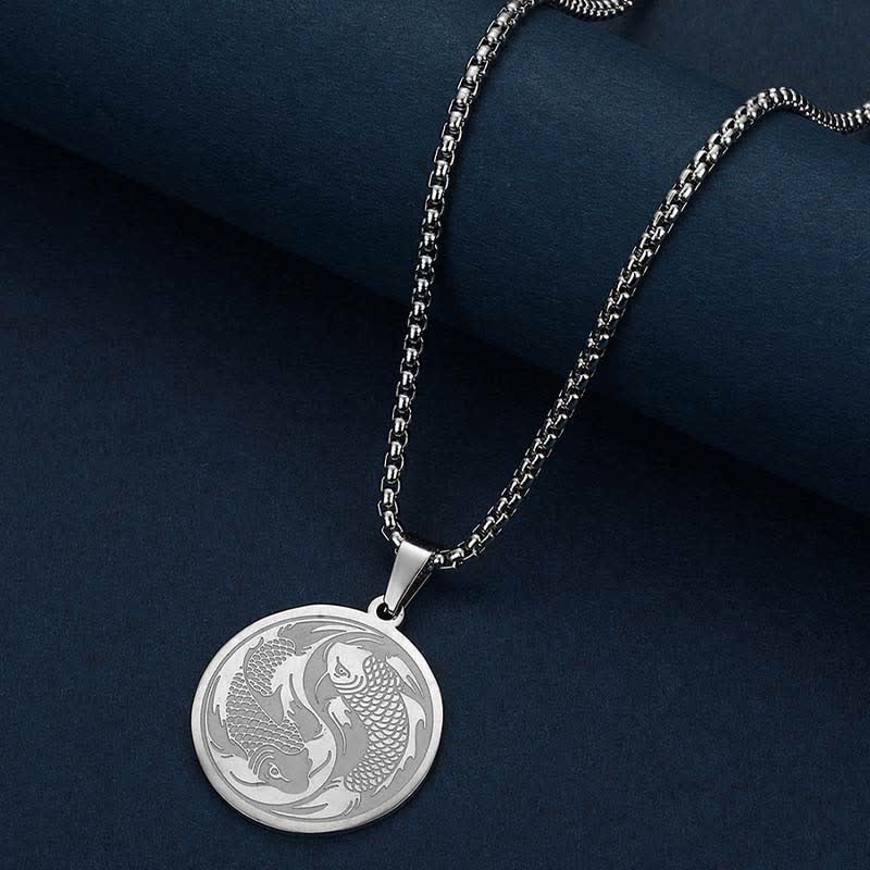 Kette Edelstahl Koi-Fische Erfolg Anhänger silberfarben elegant verarbeitet
