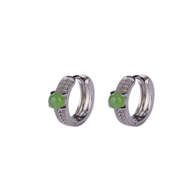 Ohrringe Jade Silber Erfolg Creolen grüner Stein Boho Schmuck spirituell