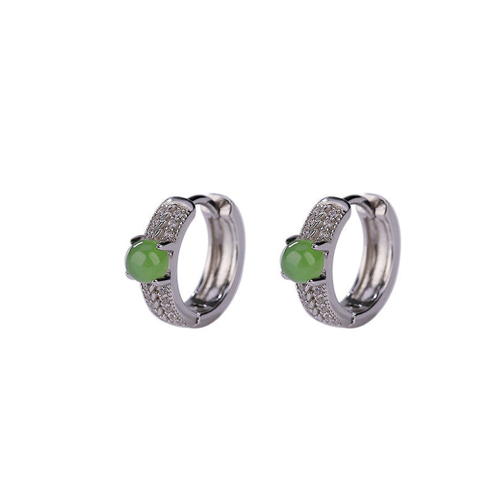 Ohrringe Jade Silber Erfolg Creolen grüner Stein Boho Schmuck spirituell