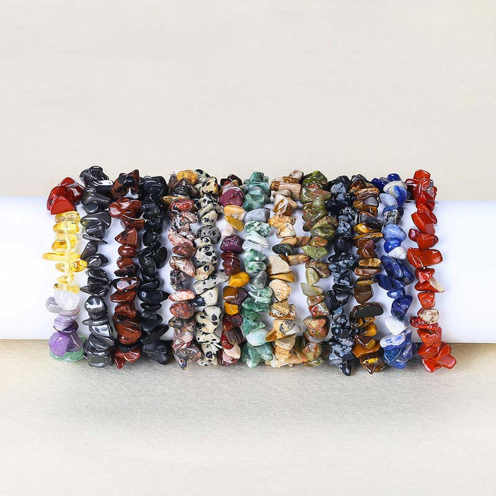 Armband Kristall Wärme bunte Natursteine elastisch mehrfarbig Sammlung