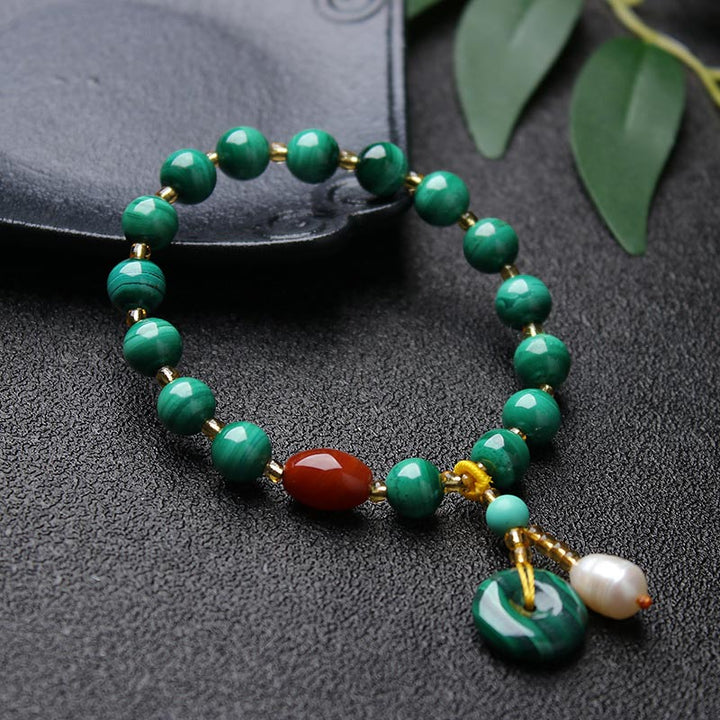 Mala Roter Achat Malachit Armband grüne Perlen Schutzstein Perle.