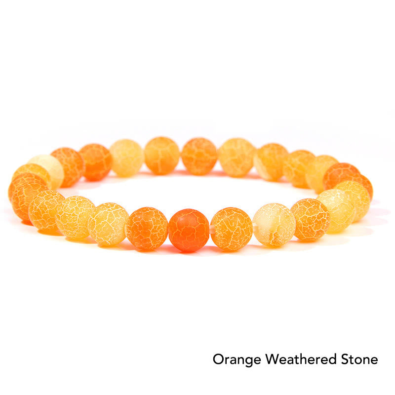 Armband Kristall Orange Weathered Stone Perlen Naturstein elastisch