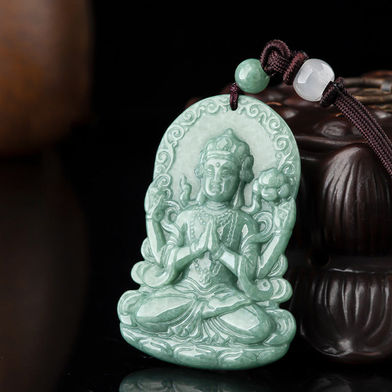Kette grüne Jade Avalokitesvara Natur Segen