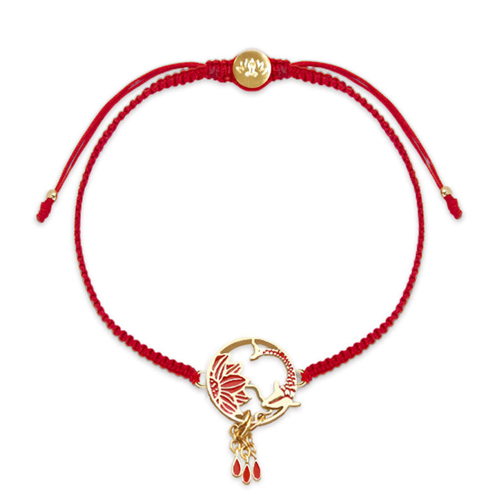 Armband Koi Fisch – Glück rotes Seil goldener Anhänger elegant