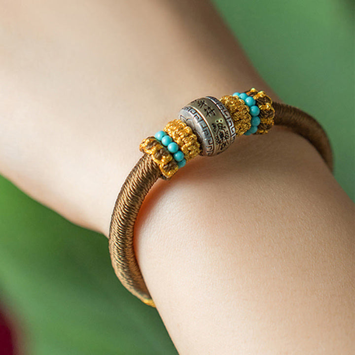 Armband – Schutz & Glück Stärke mit Türkis und Goldperlen elegant.