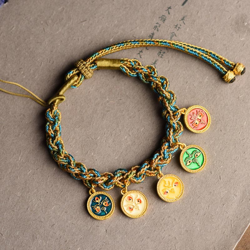 Armband Five Five – Glück & Wohlstand mit fünf bunten Anhängern Gold