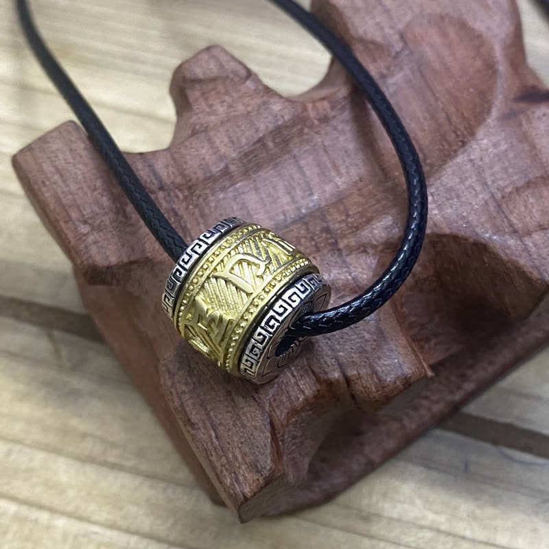 Goldene Kette Om Mani Padme Hum Anhänger Lederband Schutz