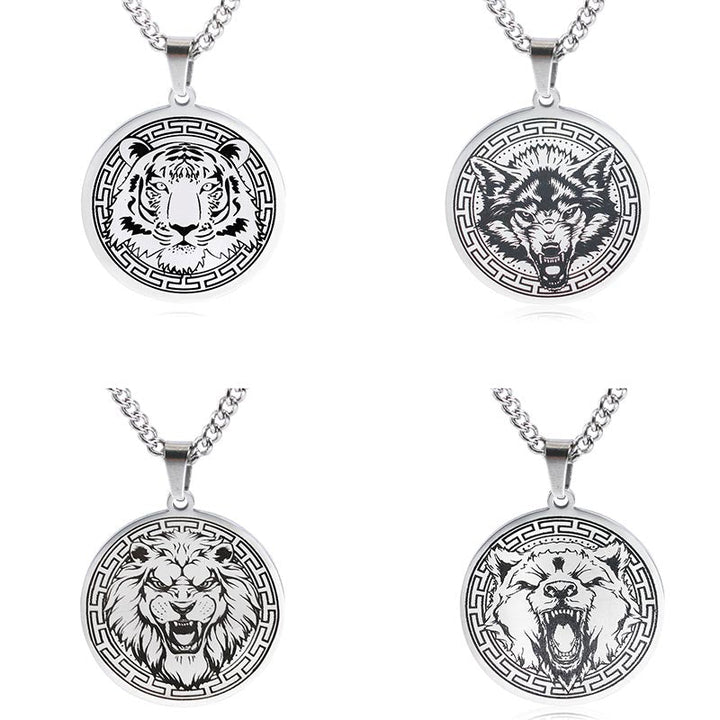 Kette Titanstahl Tier-Amulett Schutz Medaillon silber