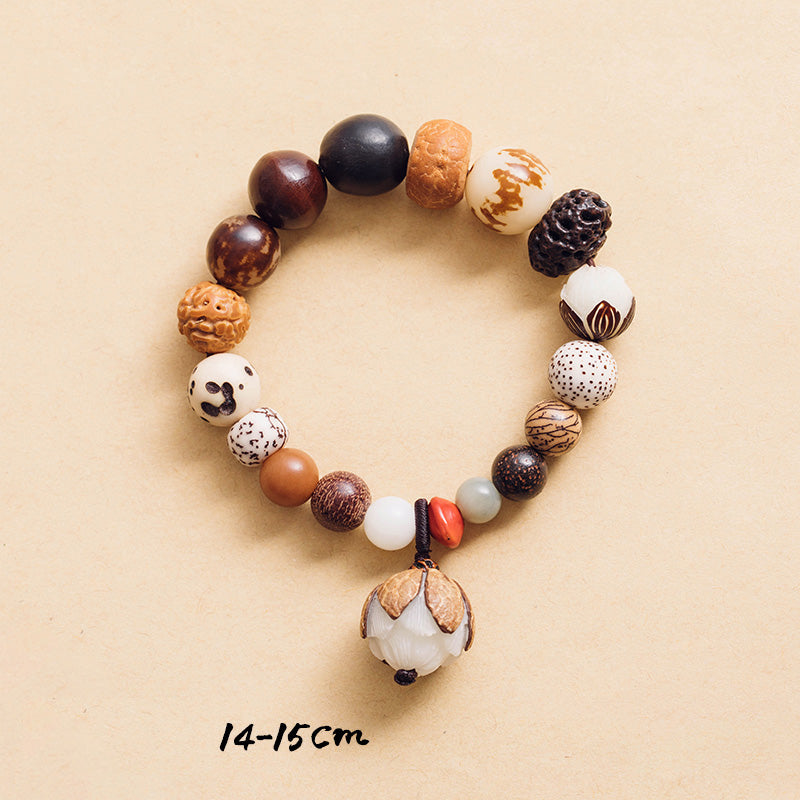 Armband Bodhi Lotus – Frieden mit natürlichen Holzperlen und Steinen