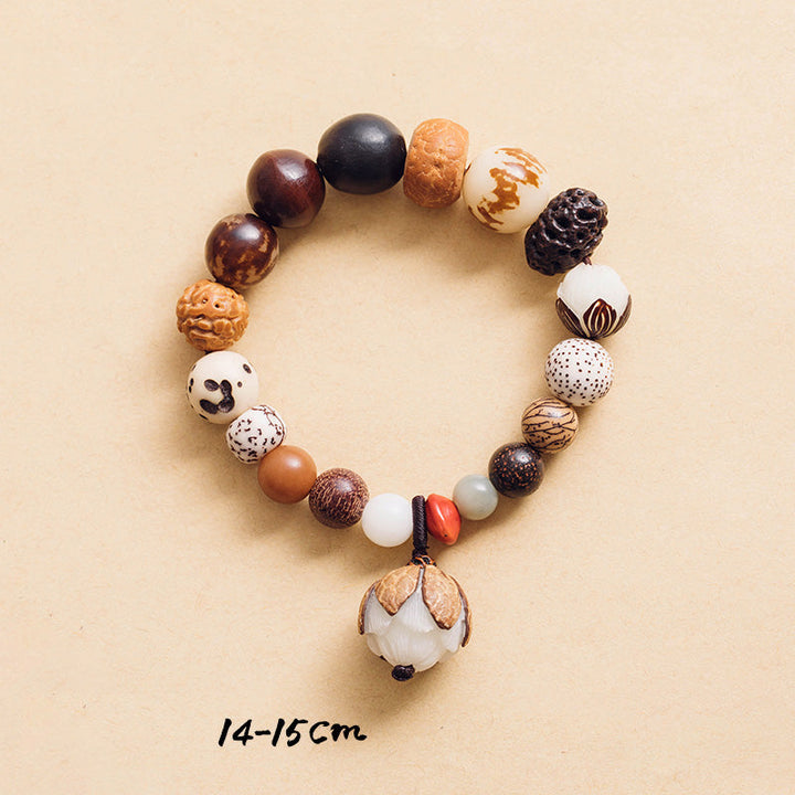 Armband Bodhi Lotus – Frieden mit natürlichen Holzperlen und Steinen