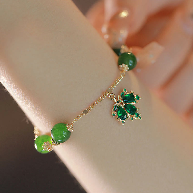 Grünes Jade Armband mit Glückskäfer Charm Armband – Stärke & Mut & Energie elegant