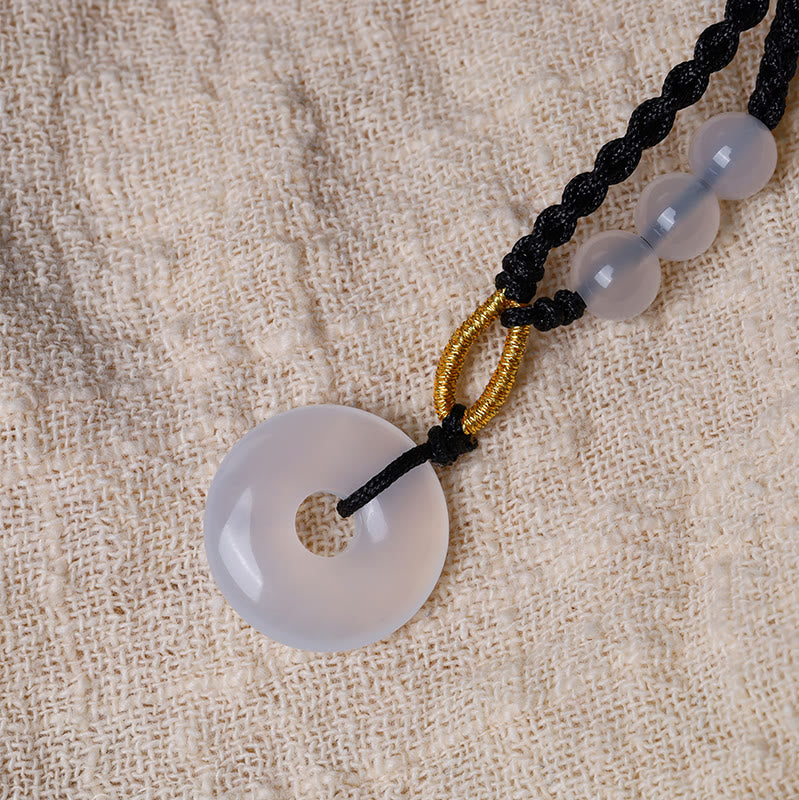 Anhänger Kette Aquamarin Edelstein Geflochten Cord