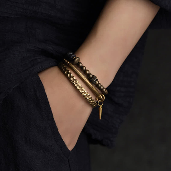 Armband Kupfer – Balance & Balance mehrschichtig goldfarbig elegant getragen
