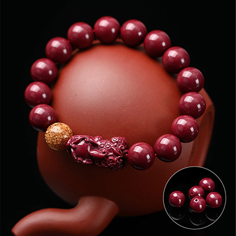 Armband Zinnober Pixiu – Ruhe rote Perlen Pixiu Verschluss Naturstein