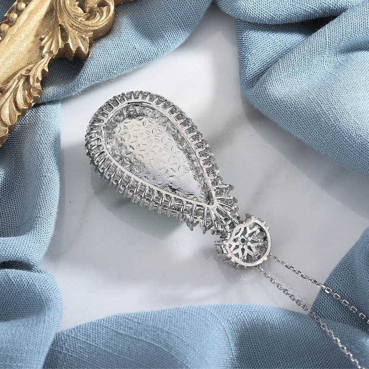 Kette Cyan Jade Buddha Harmonie Silber Tropfenform