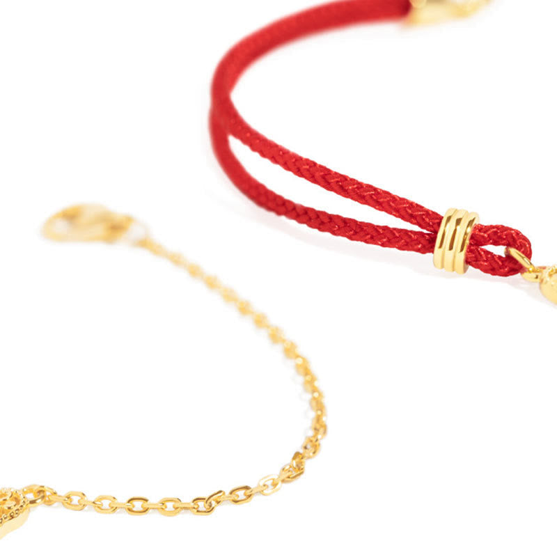Rotes Seidenbandarmband – Glück & Stärke & Energie mit Golddetails elastisch