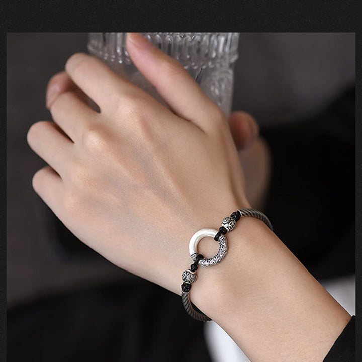 Armband 925 Silber Kupfer Fu-Zeichen Frieden Glück elegant getragen