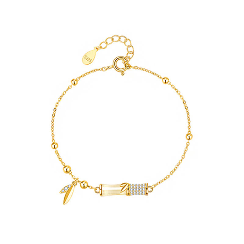 Armband 925 Silber Weiße Jade Bambus – Glück