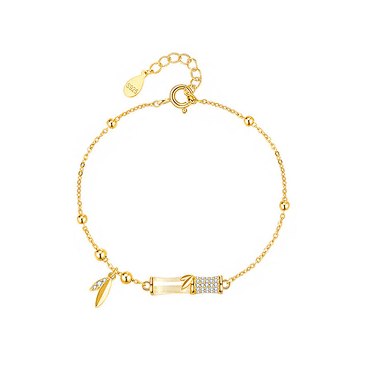 Armband 925 Silber Weiße Jade Bambus – Glück
