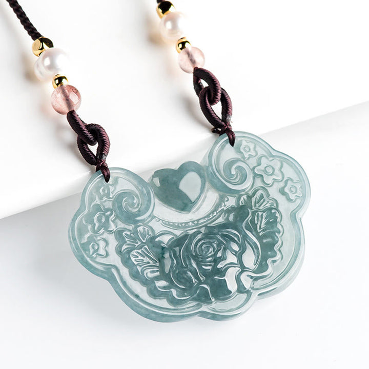 Jade Anhänger Kette Schmuck Wohlstand Natur