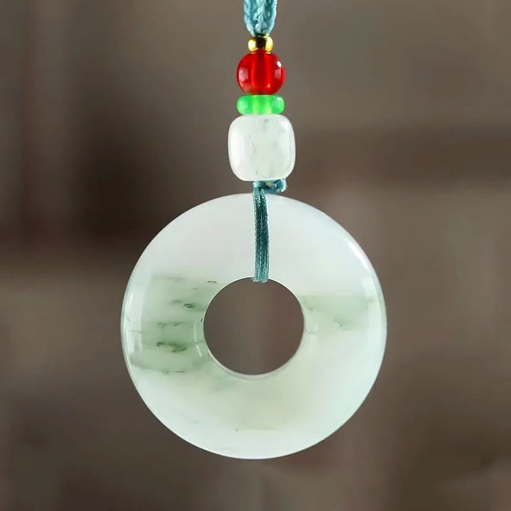 Jade Anhänger Donut Kette Natur Frieden